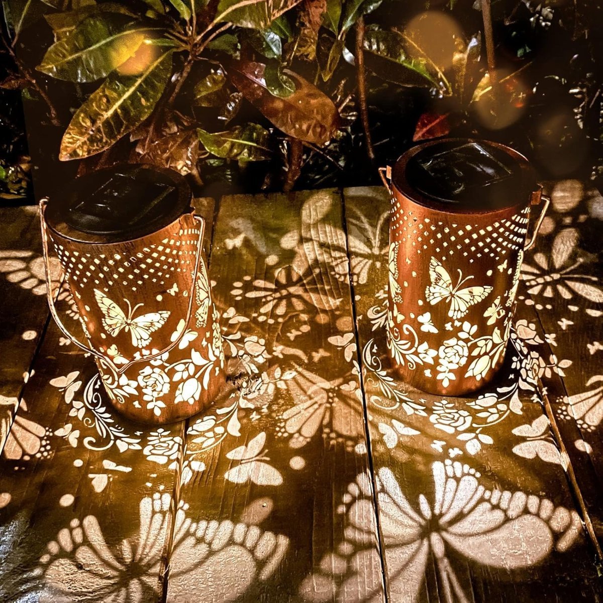 LuxRoyale Solar Pattern Lantern Outdoor Indoor Decor With Solar Power