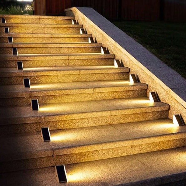 LuxRoyale Solar Powered Stair Lights Outdoor Pathway Step Lighting
