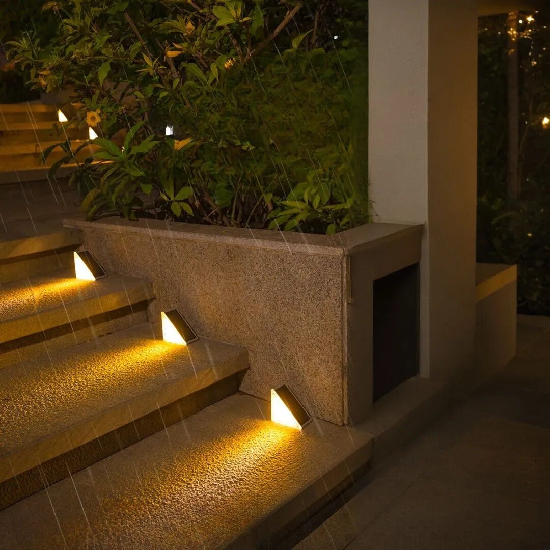LuxRoyale Solar Powered Stair Lights Outdoor Pathway Step Lighting