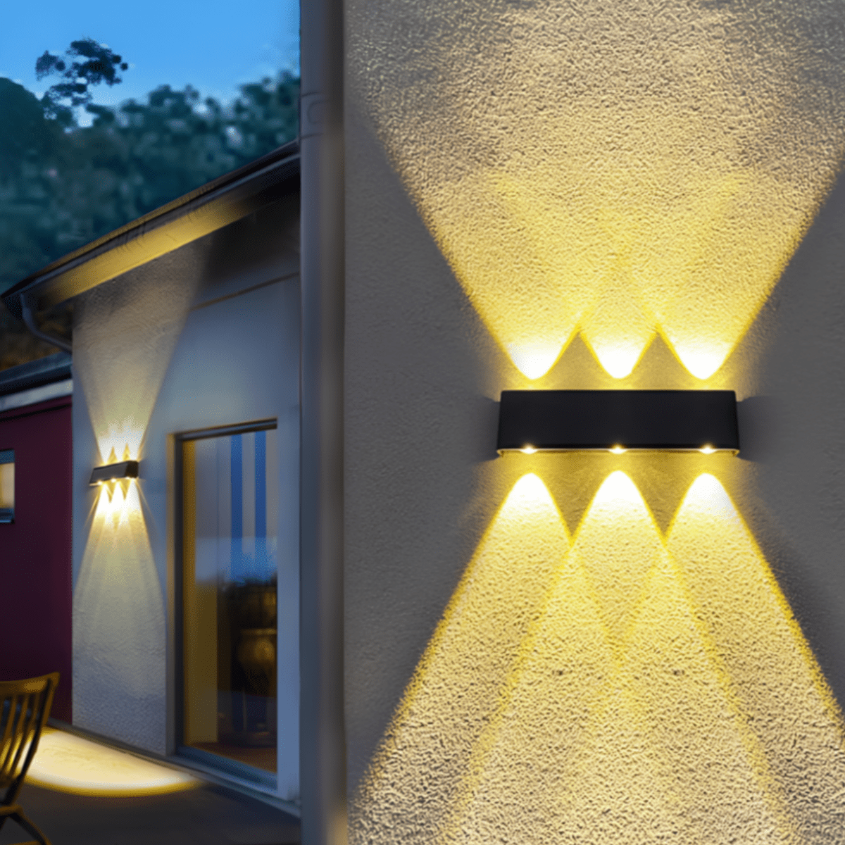 LuxRoyale Solar Powered Wall Light 6 LED Bulbs Outdoor Garden Lighting