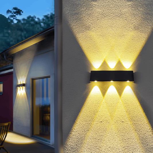 LuxRoyale Solar Powered Wall Light 6 LED Bulbs Outdoor Garden Lighting