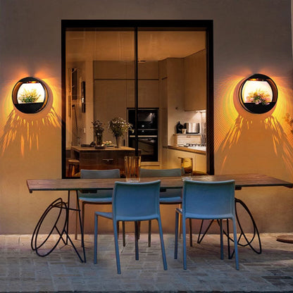 LuxRoyale Solar Powered Wall Pot Light Plant Pot Garden Decor Wireless