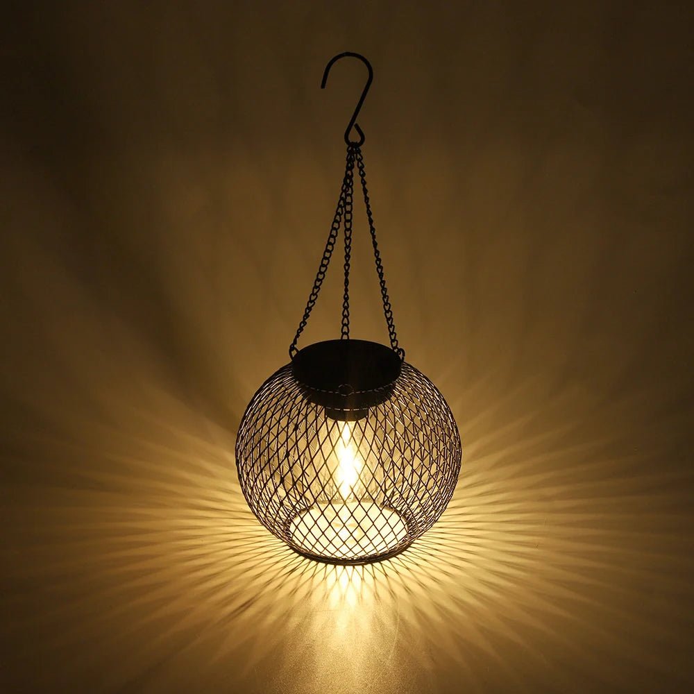 LuxRoyale Solar Powered Luminous Outdoor Lantern Black Mesh