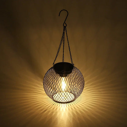 LuxRoyale Solar Powered Luminous Outdoor Lantern Black Mesh