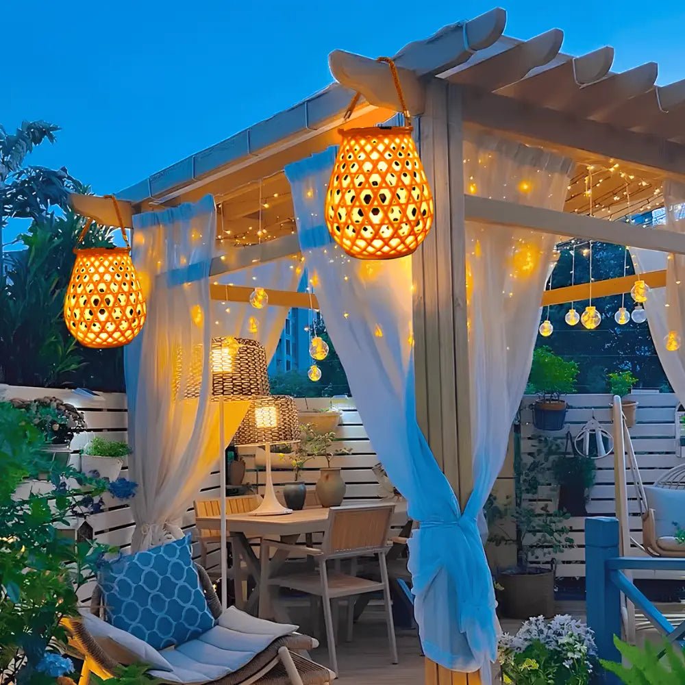 LuxRoyale Solar Powered Woven Lantern Outdoor Garden Light Weather Resistant