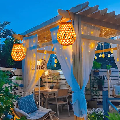 LuxRoyale Solar Powered Woven Lantern Outdoor Garden Light Weather Resistant