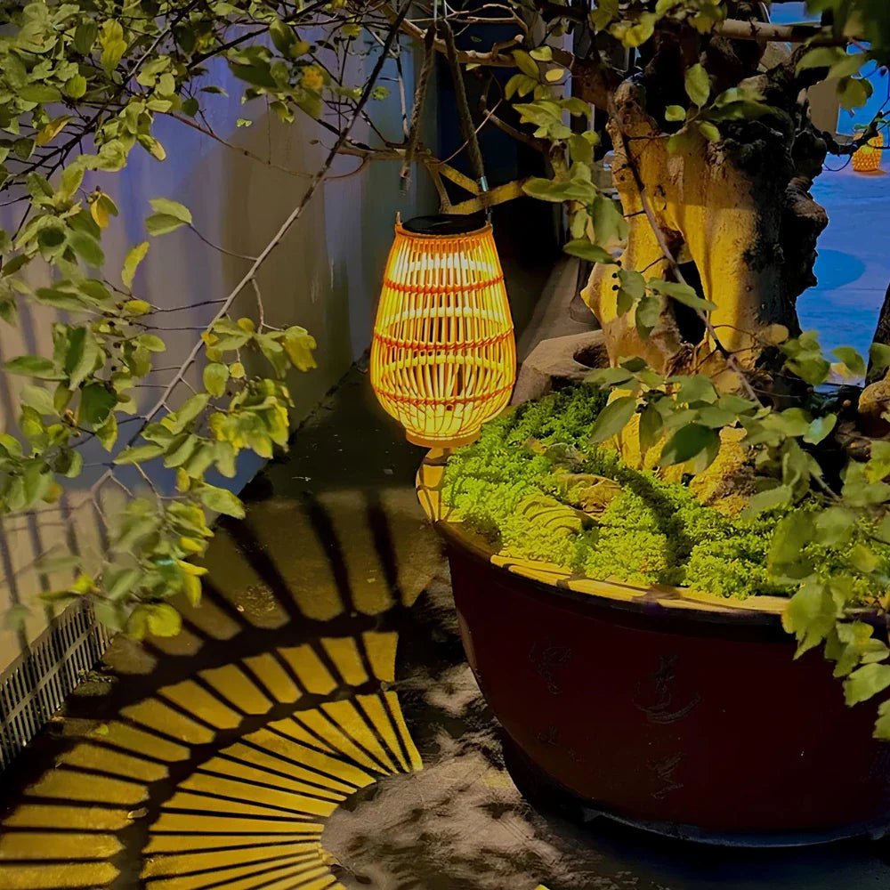 LuxRoyale Solar Powered Woven Lantern Outdoor Garden Light Weather Resistant