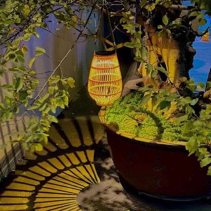 LuxRoyale Solar Powered Woven Lantern Outdoor Garden Light Weather Resistant
