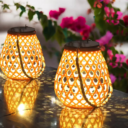 LuxRoyale Solar Powered Woven Lantern Outdoor Garden Light Weather Resistant