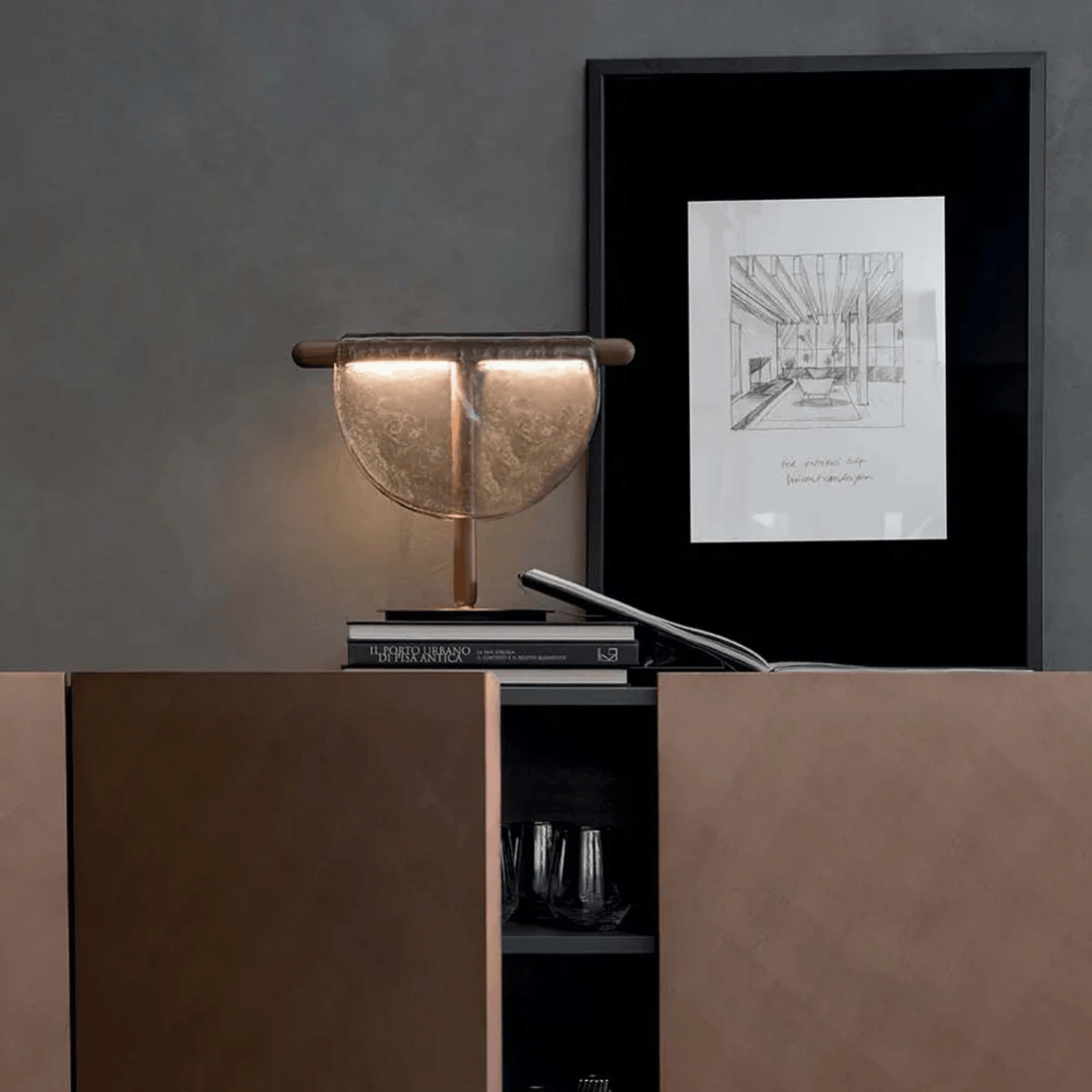 SoléraGlow Half-Moon Glass Table Lamp 2