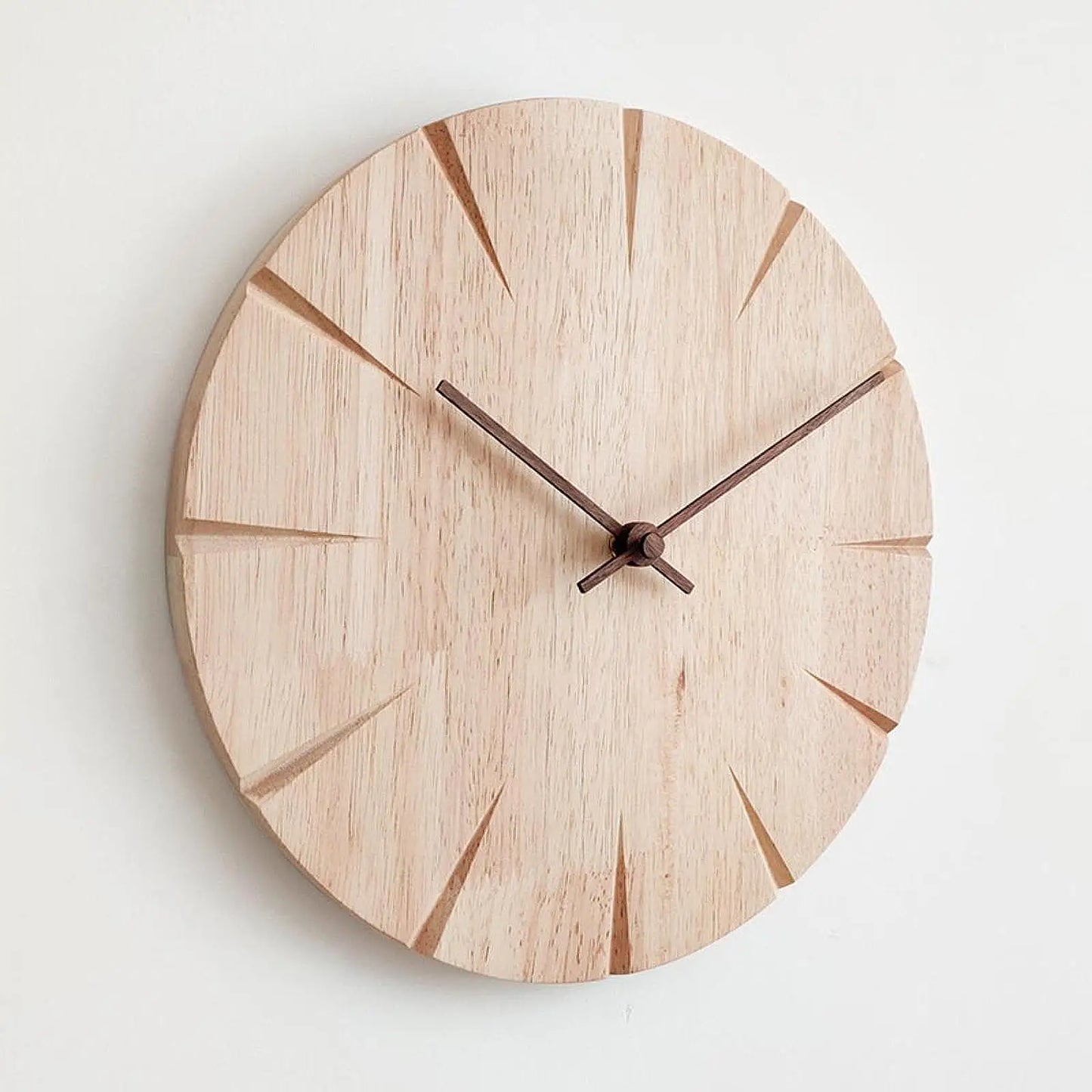 Solid Wood Wall Clock Wall Art Creative Design Silent for Hotel Shop Kitchen 0