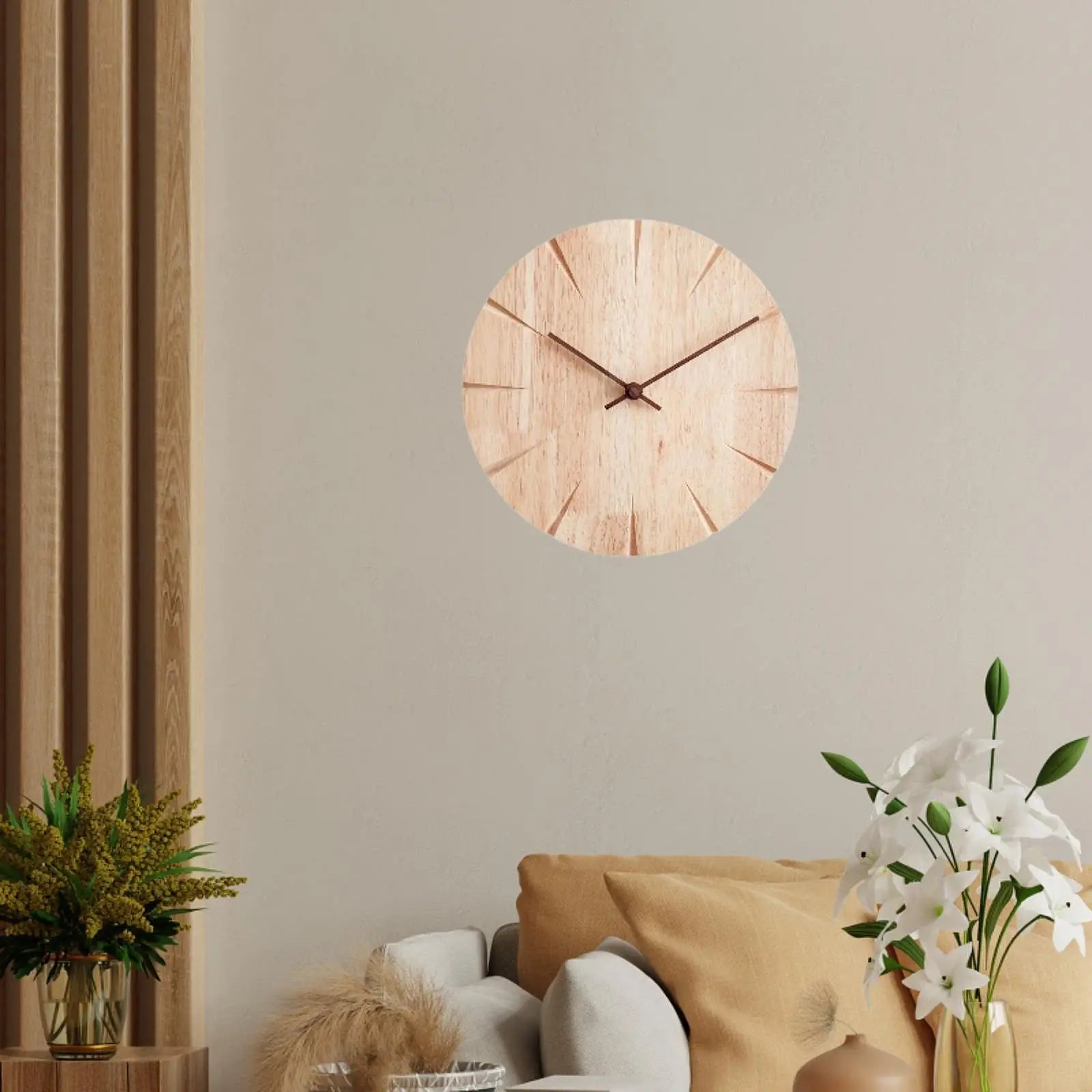 Solid Wood Wall Clock Wall Art Creative Design Silent for Hotel Shop Kitchen 2