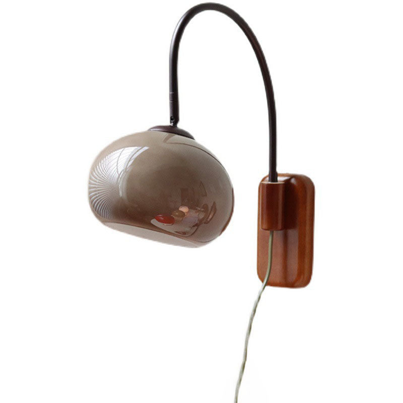 Solid Wood Wall Sconce – Dark Brown with Glass Globe for Warm Ambient Lighting in the Living Room or Bedroom 2