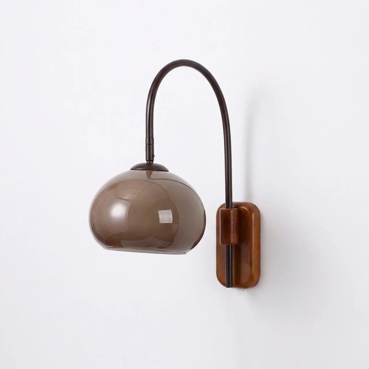 Solid Wood Wall Sconce – Dark Brown with Glass Globe for Warm Ambient Lighting in the Living Room or Bedroom 3