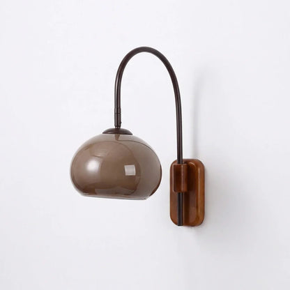 Solid Wood Wall Sconce – Dark Brown with Glass Globe for Warm Ambient Lighting in the Living Room or Bedroom 3