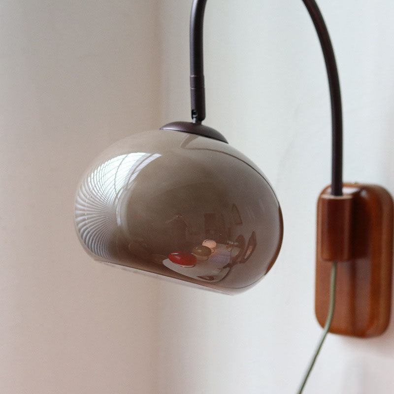Solid Wood Wall Sconce – Dark Brown with Glass Globe for Warm Ambient Lighting in the Living Room or Bedroom 4