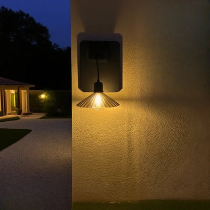 LuxRoyale Outdoor Solar Powered Wall Light With Pleated Shade