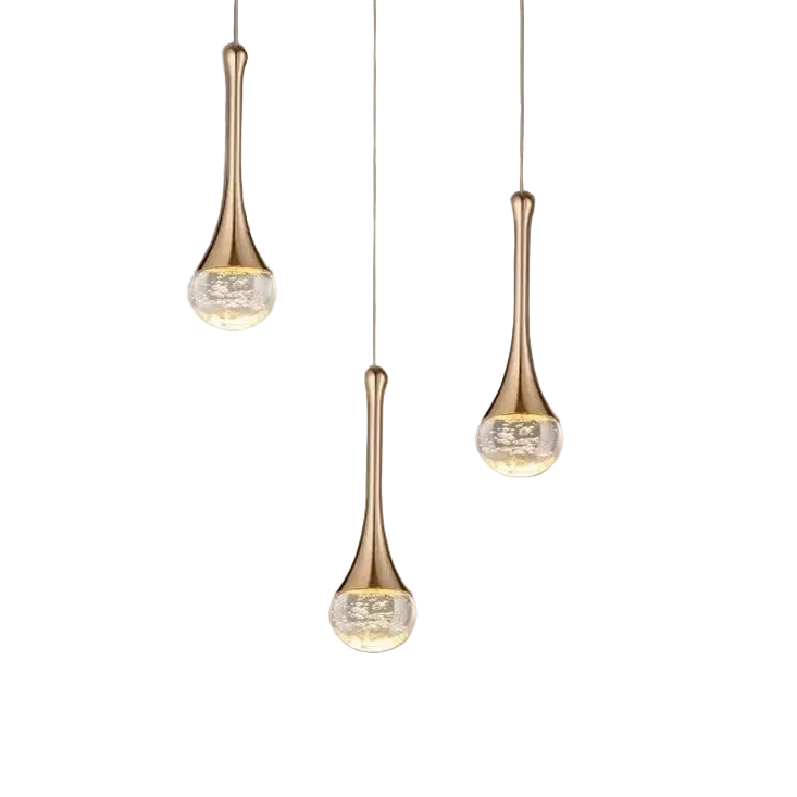 LuxRoyale Waterfall Gold LED Crystal Chandelier for Staircase Entryway