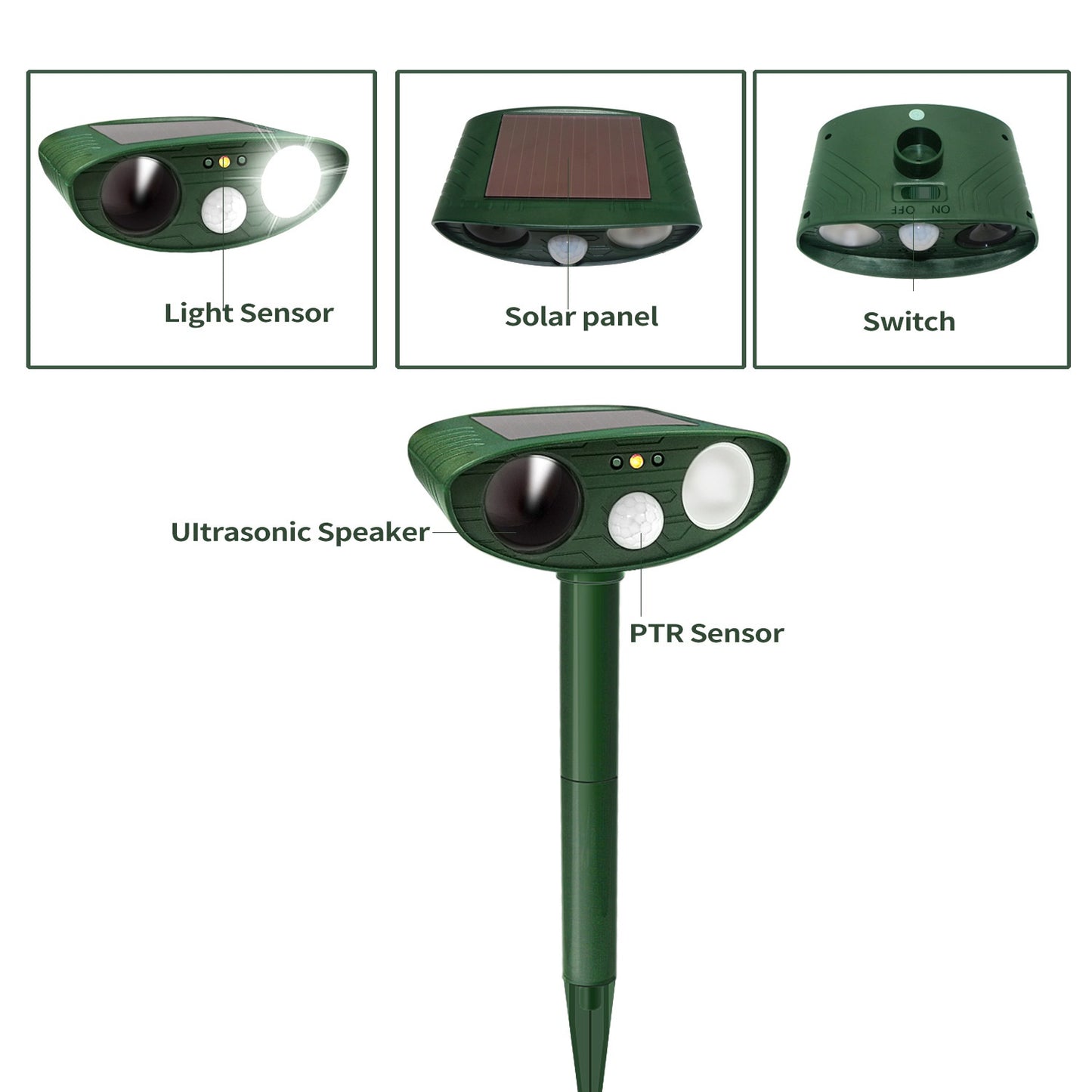 Royaleva Ultrasonic Rabbit Repeller – Solar Powered and Flashing Light – Get Rid of Rabbits