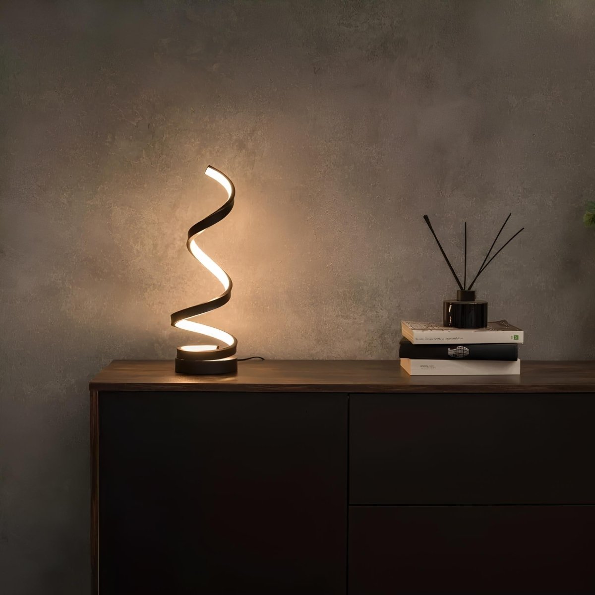 RoyaleGlow Spiral Table Lamp Modern LED Desk Light With Inner Glow