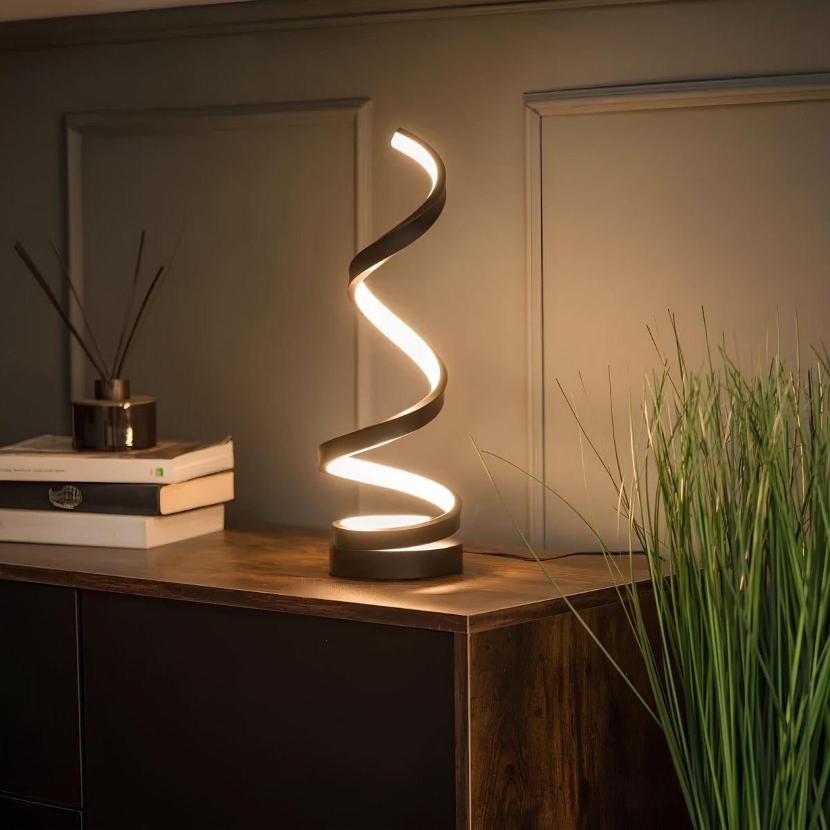 RoyaleGlow Spiral Table Lamp Modern LED Desk Light With Inner Glow