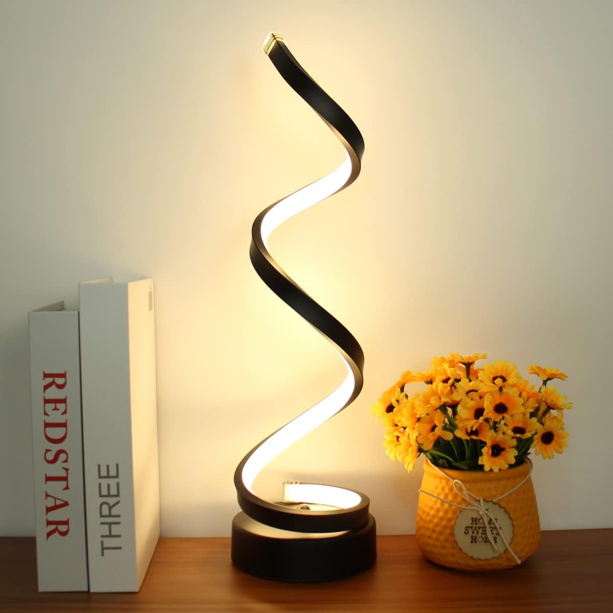 RoyaleGlow Spiral Table Lamp Modern LED Desk Light With Inner Glow