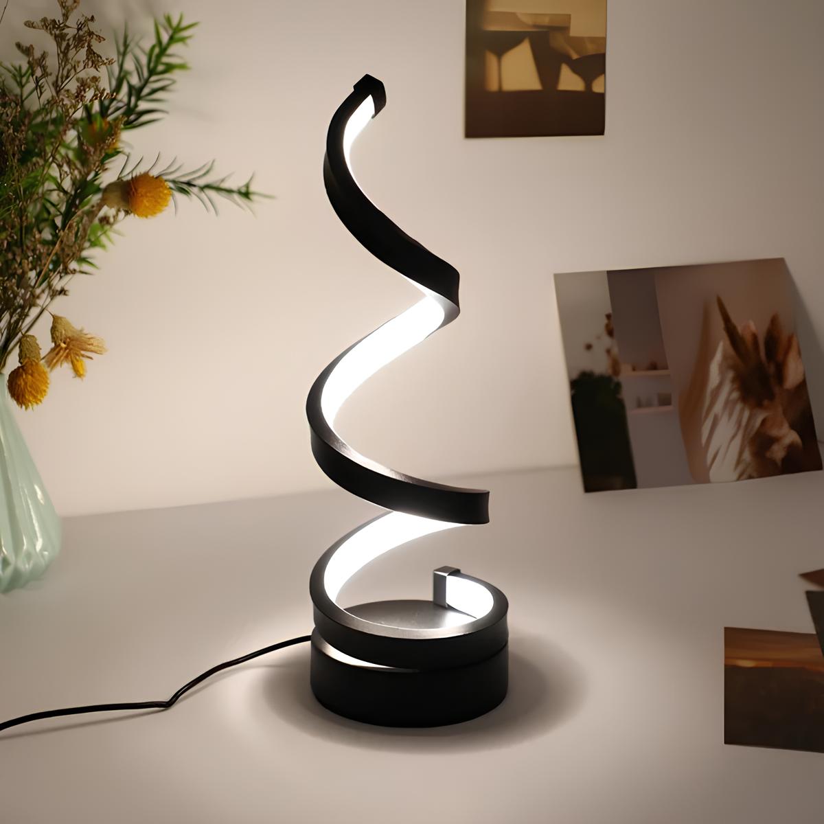 RoyaleGlow Spiral Table Lamp Modern LED Desk Light With Inner Glow
