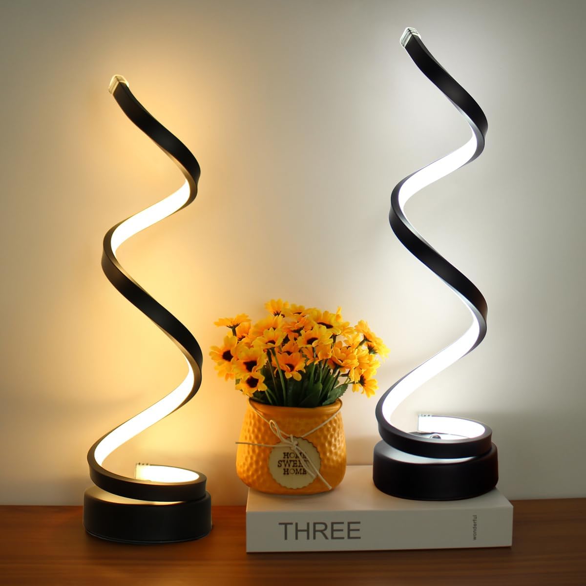 RoyaleGlow Spiral Table Lamp Modern LED Desk Light With Inner Glow