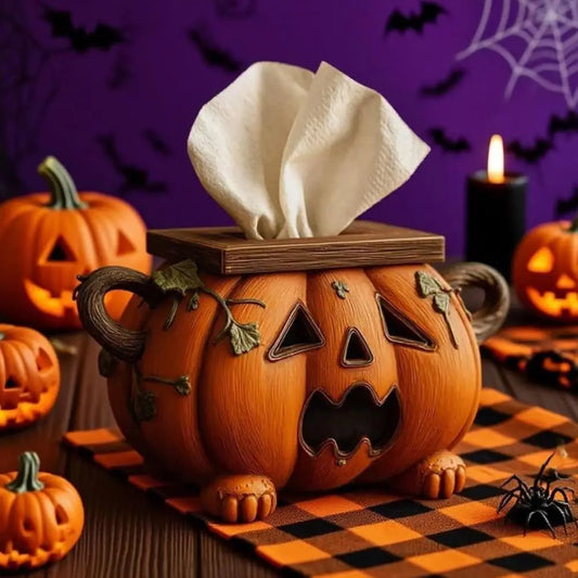 Spooky Halloween Pumpkin Tissue Box Holder Universal Dispenser for Bathroom Kitchen Halloween Home Decor Accessory 0