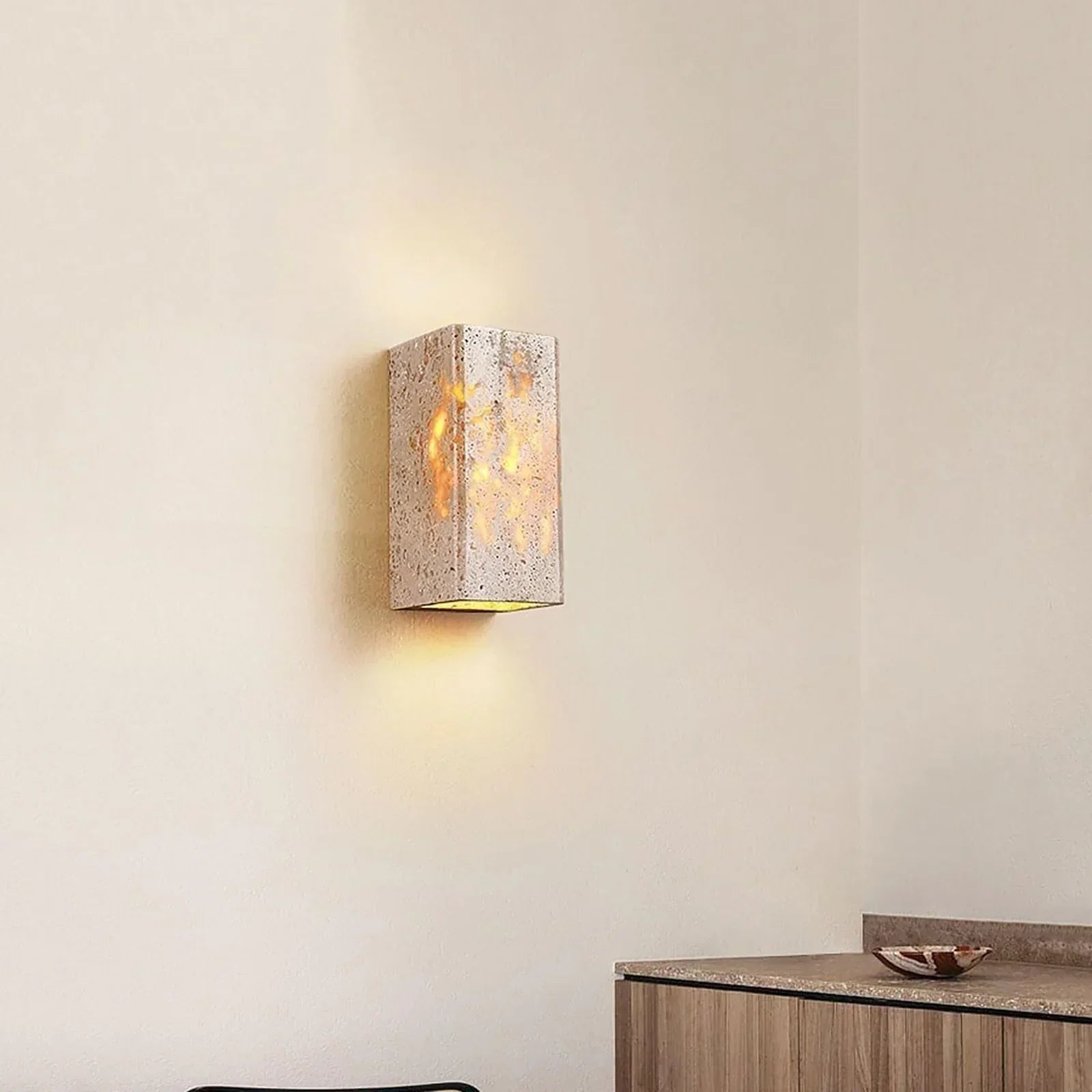 Square Rectangular Travertine Wall Lamp 3