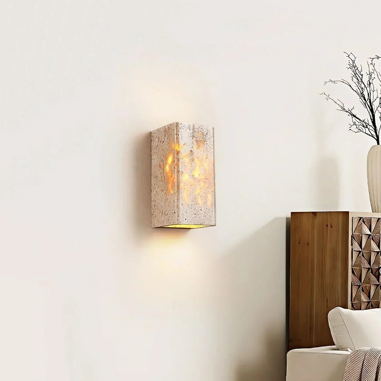 Square Rectangular Travertine Wall Lamp 4
