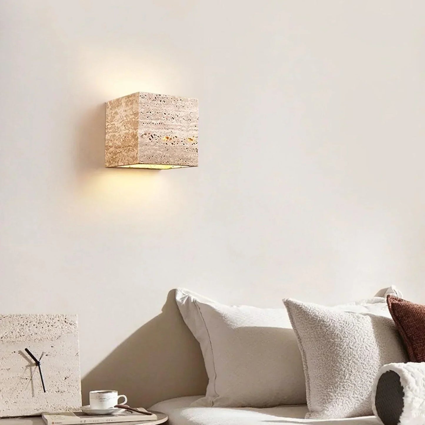 Square Rectangular Travertine Wall Lamp 5