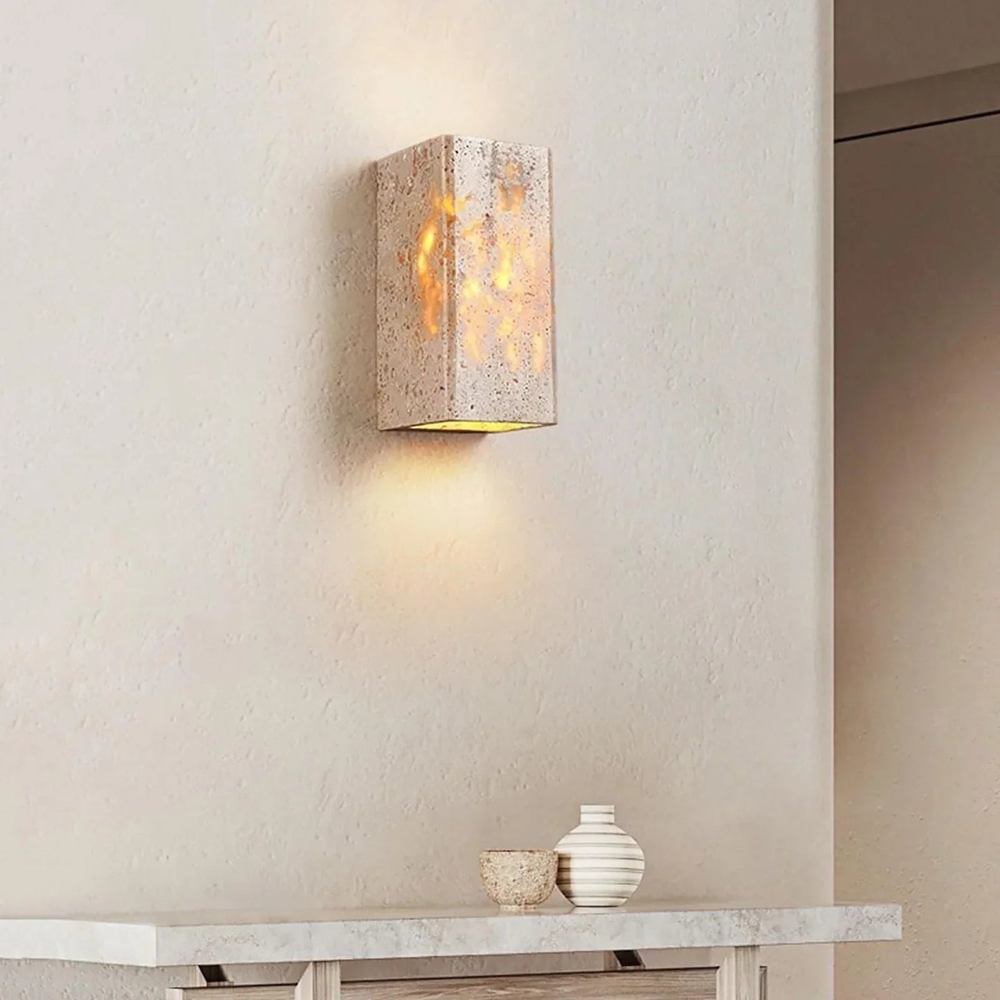 Square Rectangular Travertine Wall Lamp 8