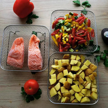 Royelux Stackable Air Fryer Baskets Set For Space Saving Multi Tier Cooking