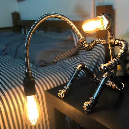 Royelux Industrial Steampunk Table Lamp With Solid Iron Pipes