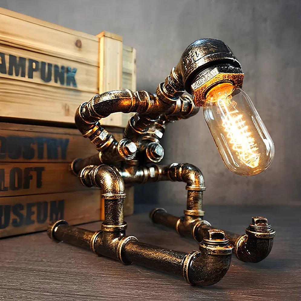Royelux Industrial Steampunk Table Lamp With Solid Iron Pipes