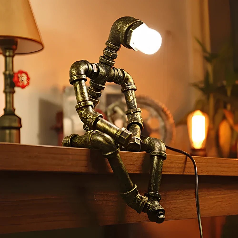 Royelux Industrial Steampunk Table Lamp With Solid Iron Pipes