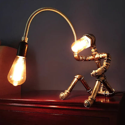 Royelux Industrial Steampunk Table Lamp With Solid Iron Pipes