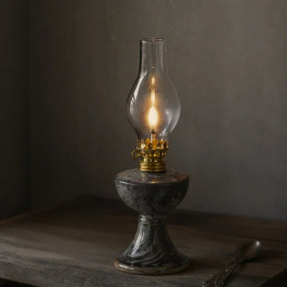 LuxRoyale Oil Lantern Ceramic Glass Metal Handcrafted Vintage Ambient Lighting