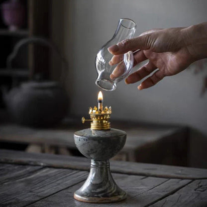 LuxRoyale Oil Lantern Ceramic Glass Metal Handcrafted Vintage Ambient Lighting