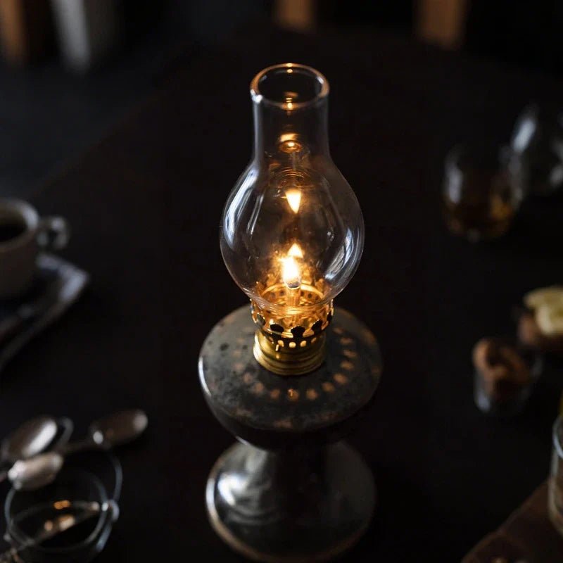 LuxRoyale Oil Lantern Ceramic Glass Metal Handcrafted Vintage Ambient Lighting