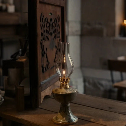 LuxRoyale Oil Lantern Ceramic Glass Metal Handcrafted Vintage Ambient Lighting