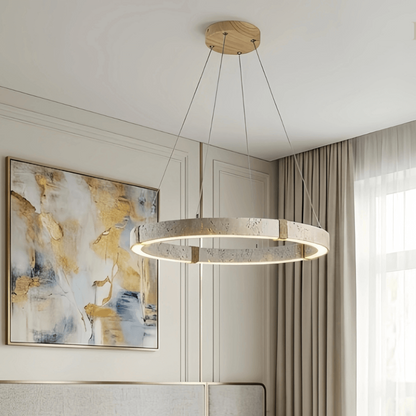 Strata Modern Travertine Chandelier – Natural Stone Ceiling Light for Living Room 3