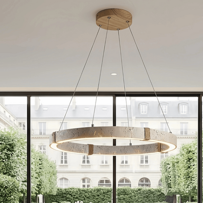 Strata Modern Travertine Chandelier – Natural Stone Ceiling Light for Living Room 5