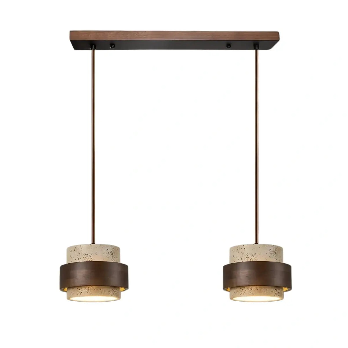 Strata Modern Travertine Pendant Light — Walnut Wood for Dining Room 1