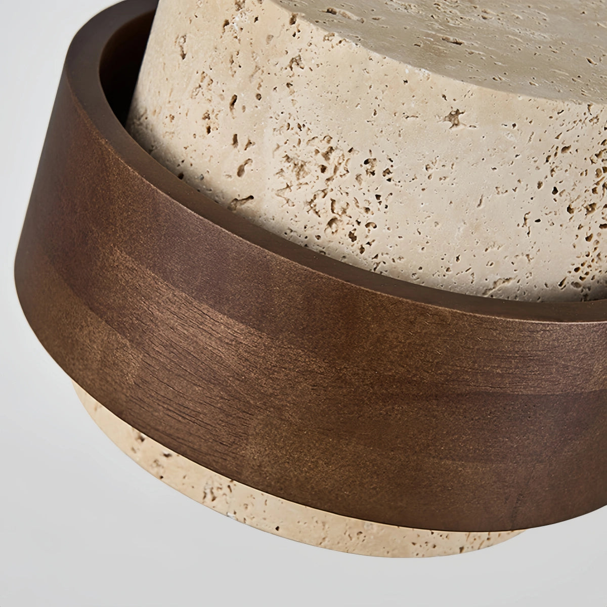 Strata Modern Travertine Pendant Light — Walnut Wood for Dining Room 7