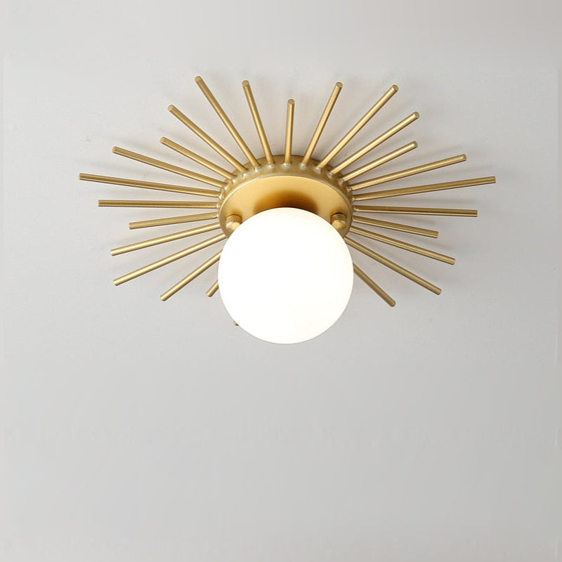Sun Rays Glass & Gold Ceiling Lamp 1