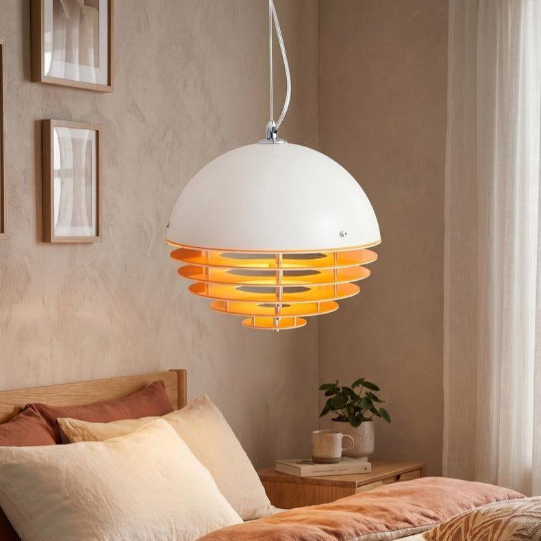 RoyaleGlow Modern Bauhaus Pendant Light - Orange & White Half Dome Ceiling Lamp-Royale Basic