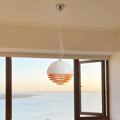 RoyaleGlow Modern Bauhaus Pendant Light - Orange & White Half Dome Ceiling Lamp-Royale Basic