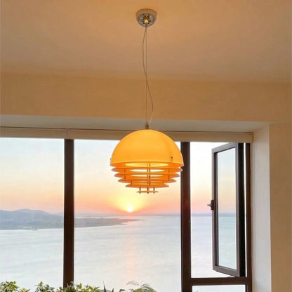RoyaleGlow Modern Bauhaus Pendant Light - Orange & White Half Dome Ceiling Lamp-Royale Basic